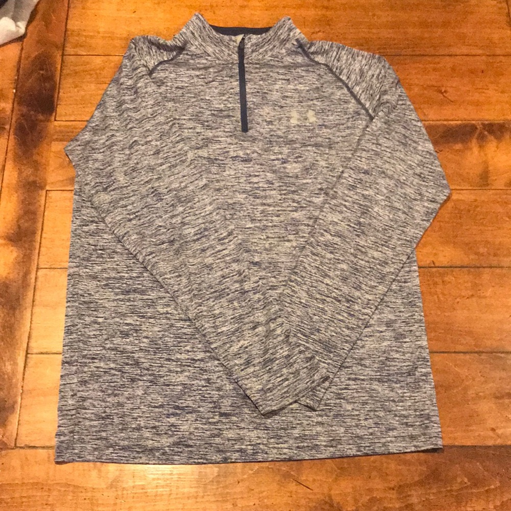 Under Amor Blue and Grey Heathered 1/4 Quarter Zip